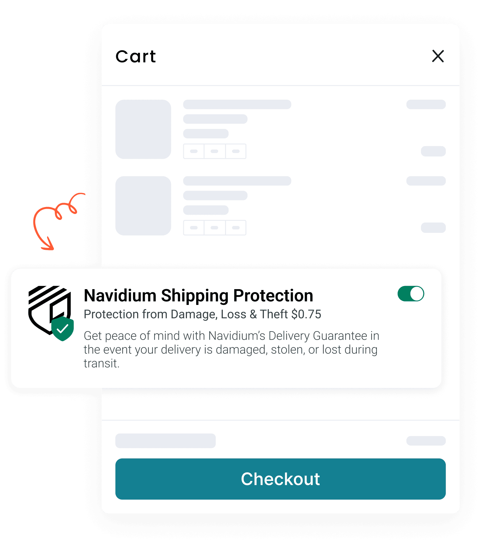 Navidium shipping protection widget in cart
